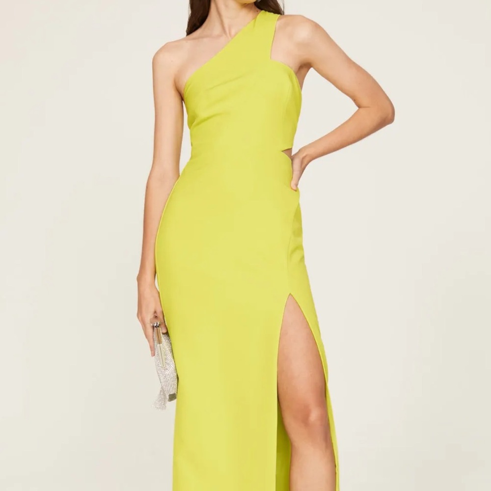 Aidan Mattox One-Shoulder Lime Green Evening Gown Size 14